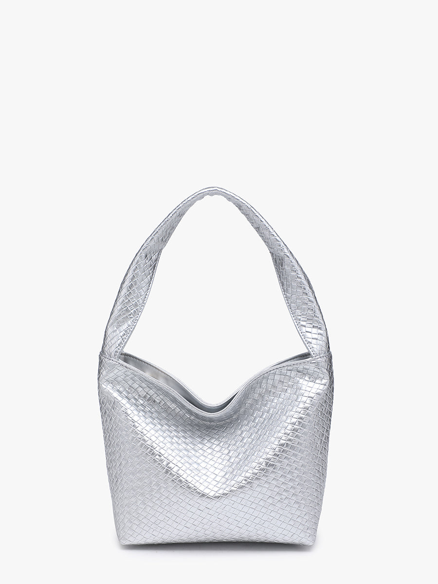 Selena Vegan Woven Hobo Silver - Jen & Co. vegan handbag