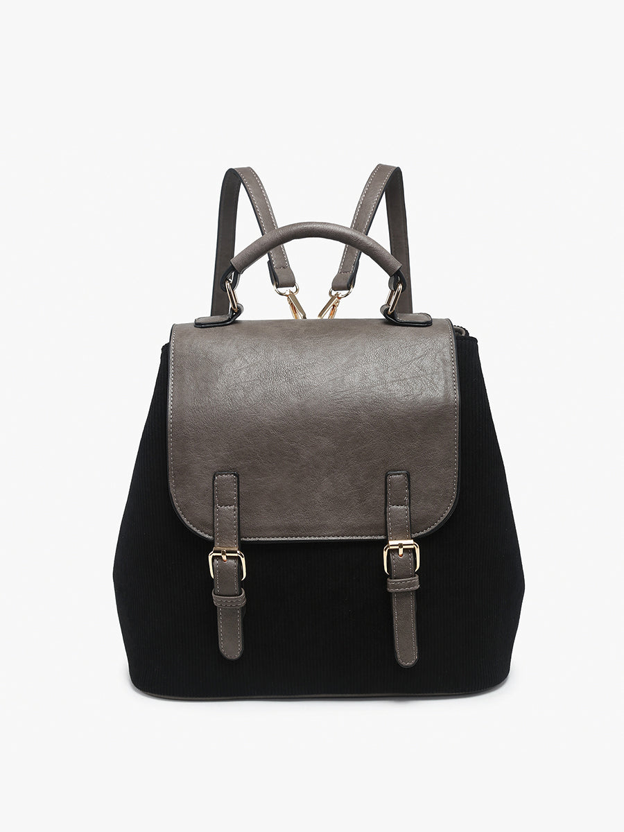 Jen & Co Brooks Convertible Backpack Corduroy Black