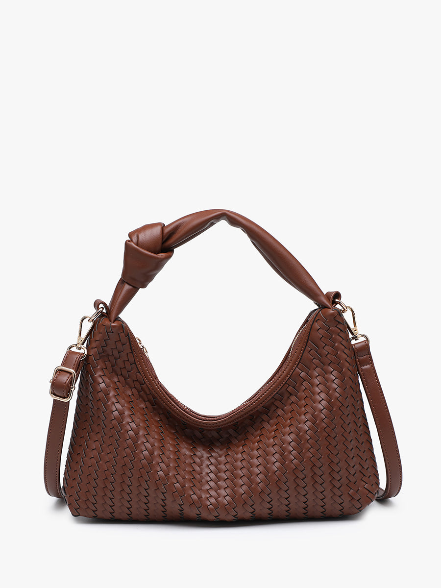 Morgan Vegan Woven Crossbody Brown - Jen & Co. vegan handbag