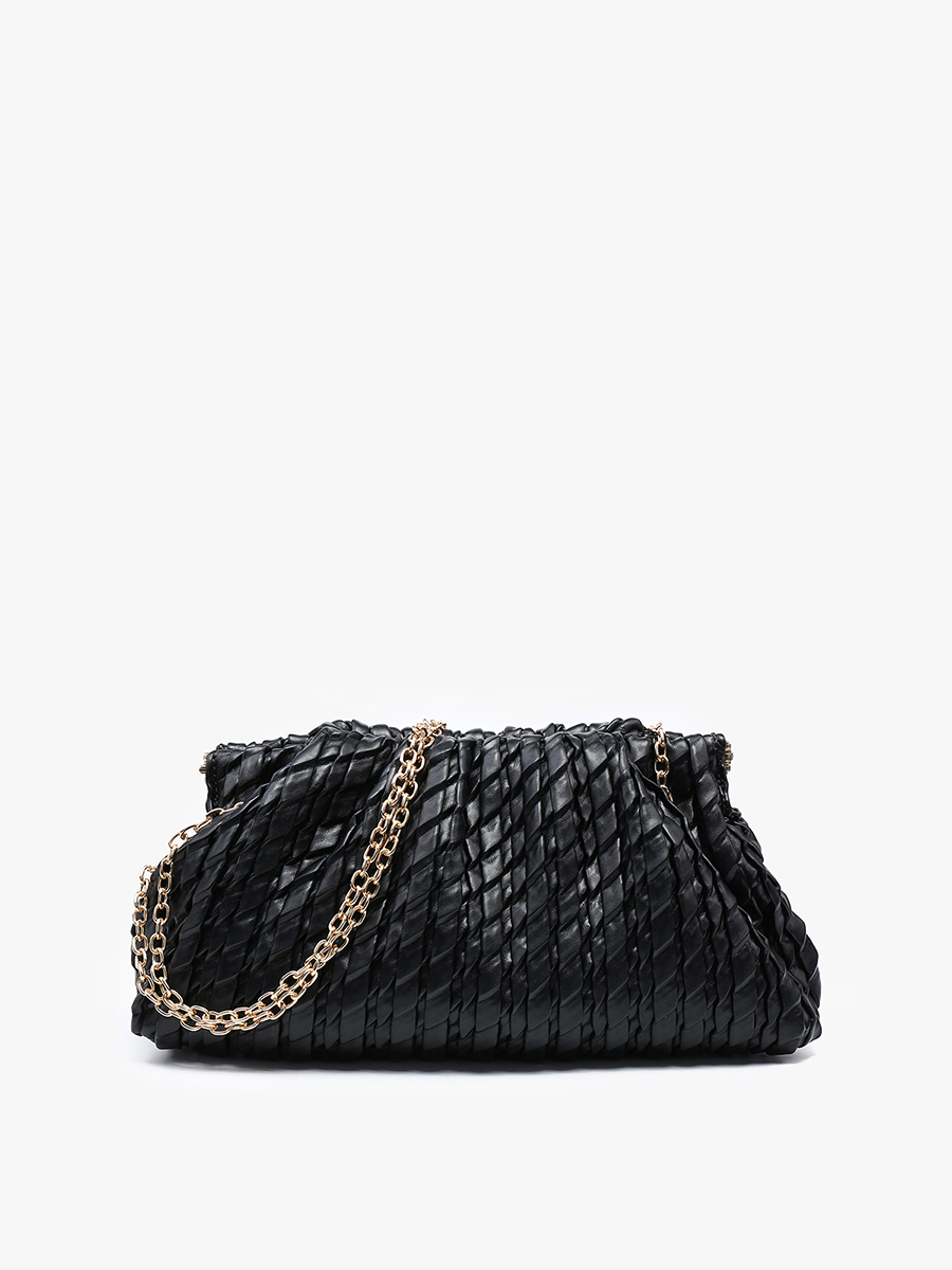 Ruthie Vegan Ruched Chain Satchel Black - Jen & Co. vegan handbag