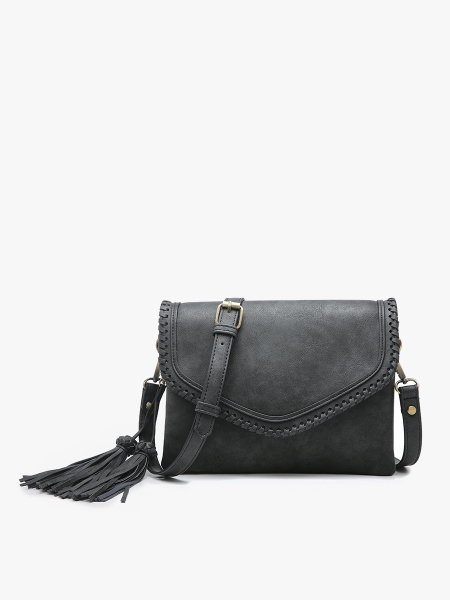Sloane Vegan Crossbody in Black - Jen & Co. vegan handbag