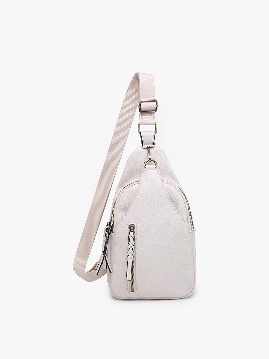 Nikki Vegan Sling Pack Bag Ivory - Jen & Co. vegan handbag