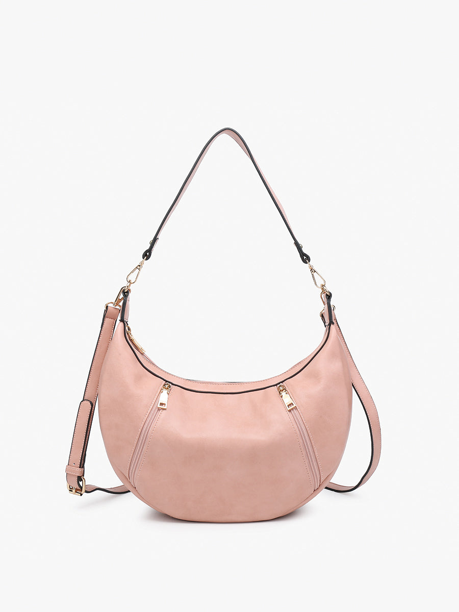 Lee Vegan Crescent Shoulder Bag Mauve - Jen & Co. vegan handbag