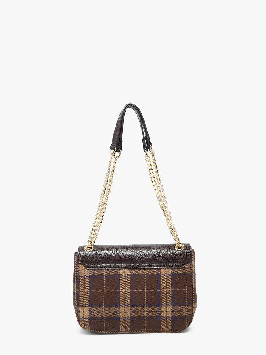Winter Vegan Plaid Shoulder Bag - Jen & Co. vegan handbag