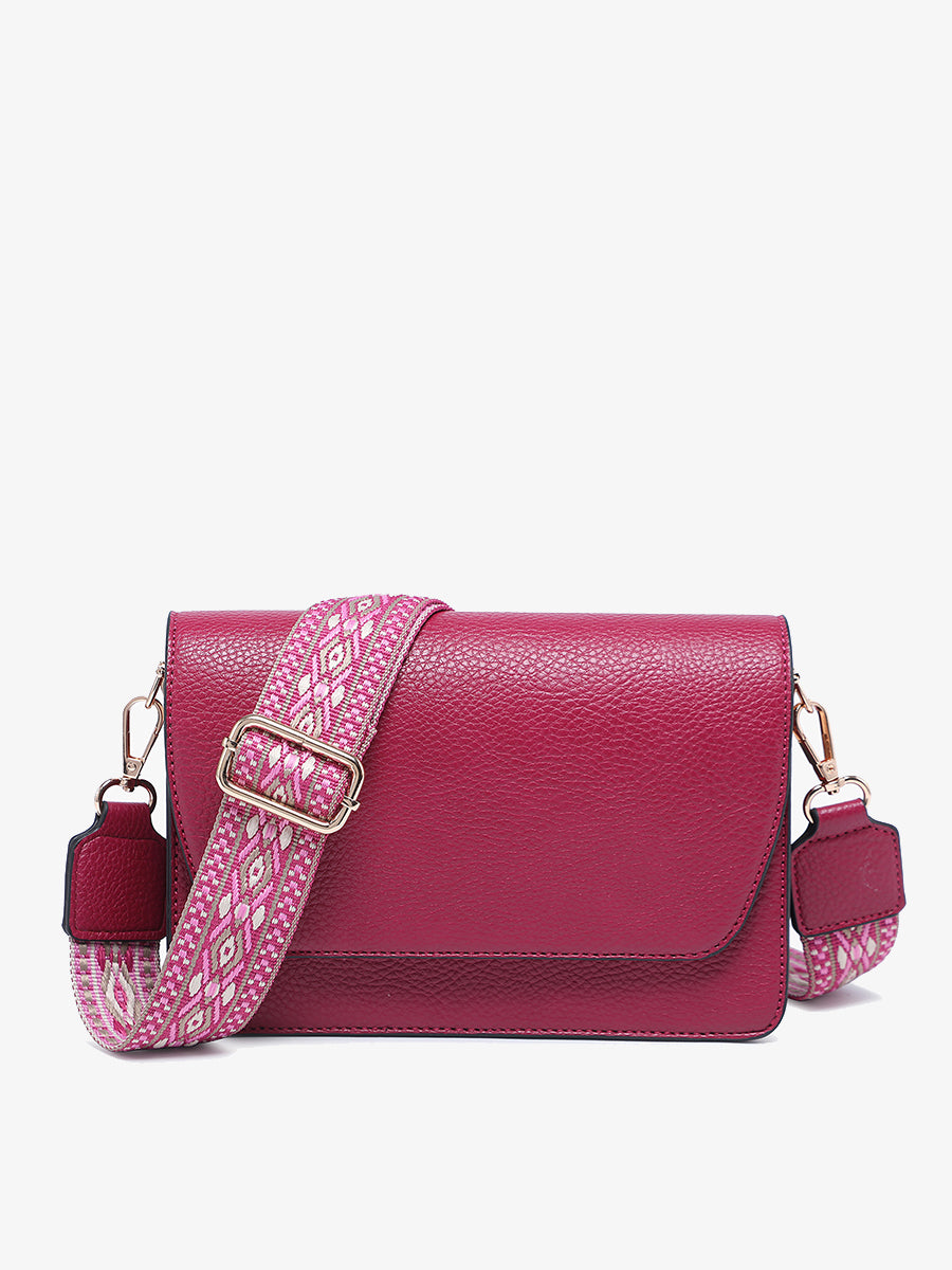 Noah Vegan Guitar Strap Crossbody Boysenberry - Jen & Co. vegan handbag