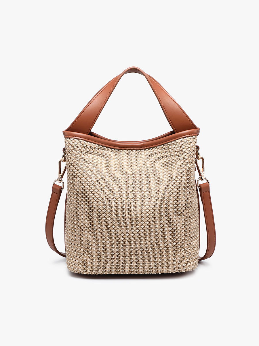 Blakely Vegan Straw Bucket Bag - Jen & Co. vegan handbag