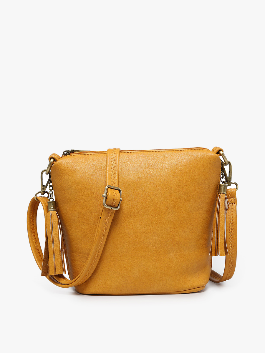 Dylan Vegan Crossbody in Mustard - Jen & Co. vegan handbag
