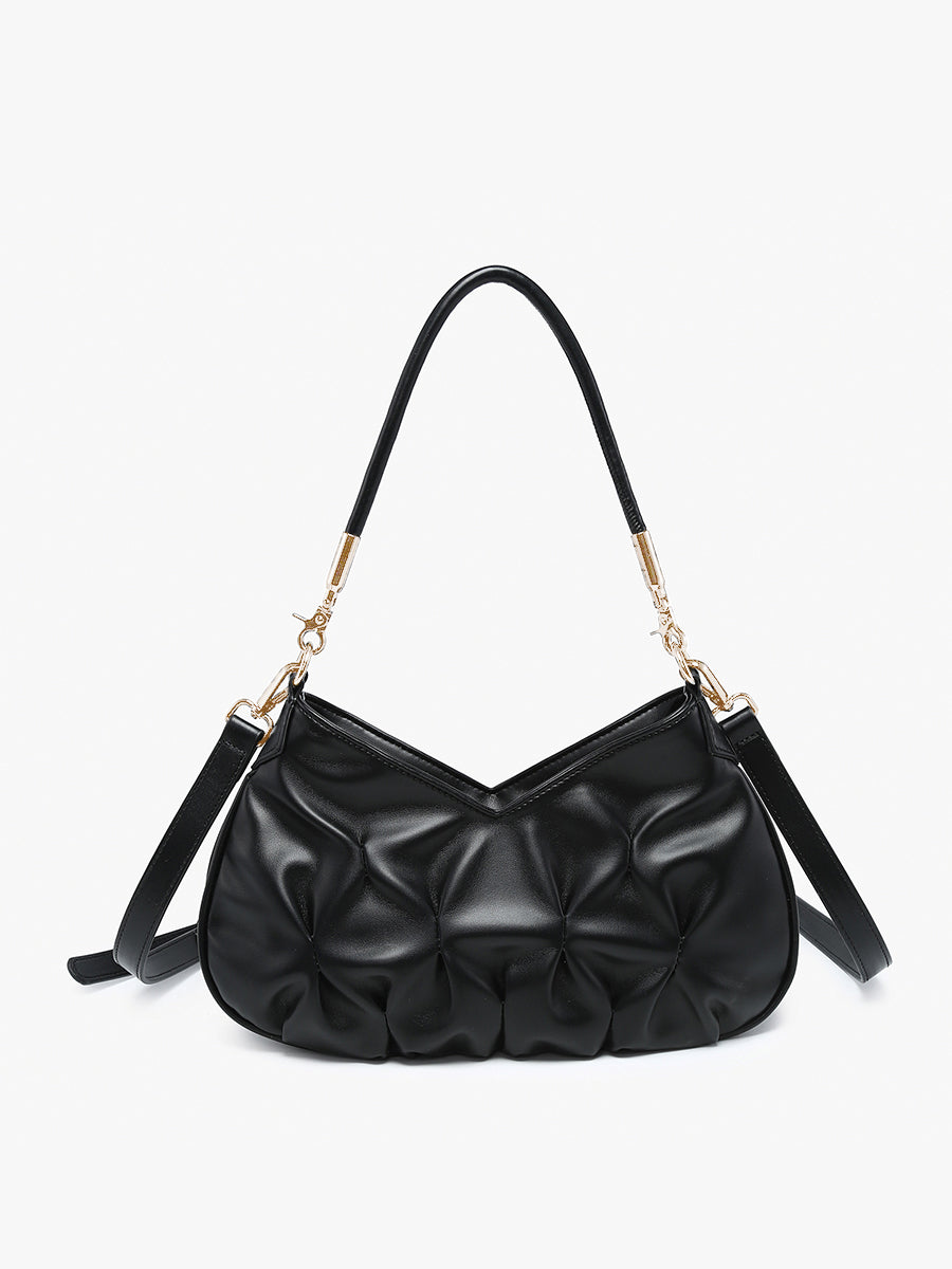 Matilda Vegan Ruched Shoulder Bag Black - Jen & Co. vegan handbag