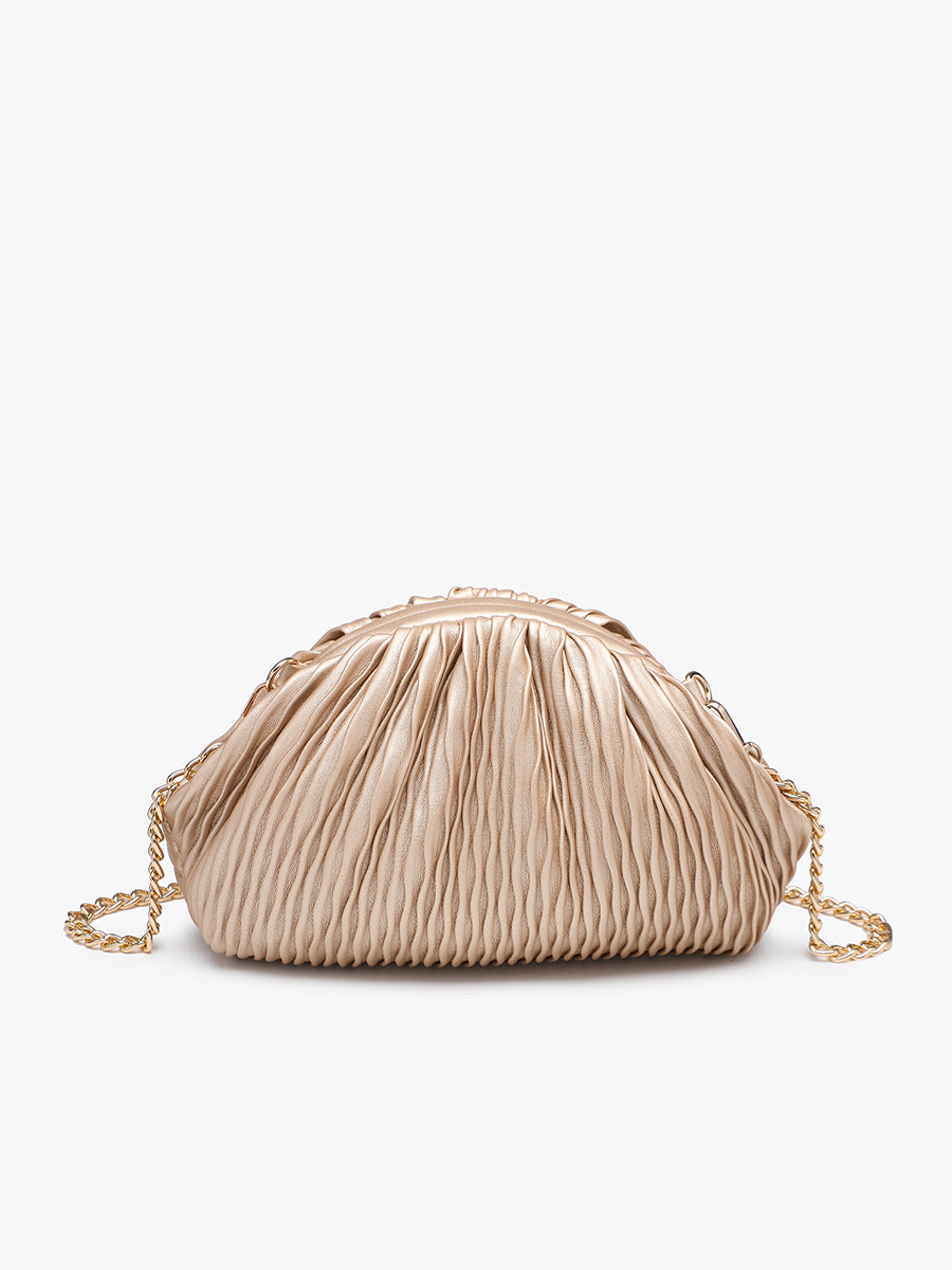 Mallory Vegan Clutch Champagne - Jen & Co. vegan handbag