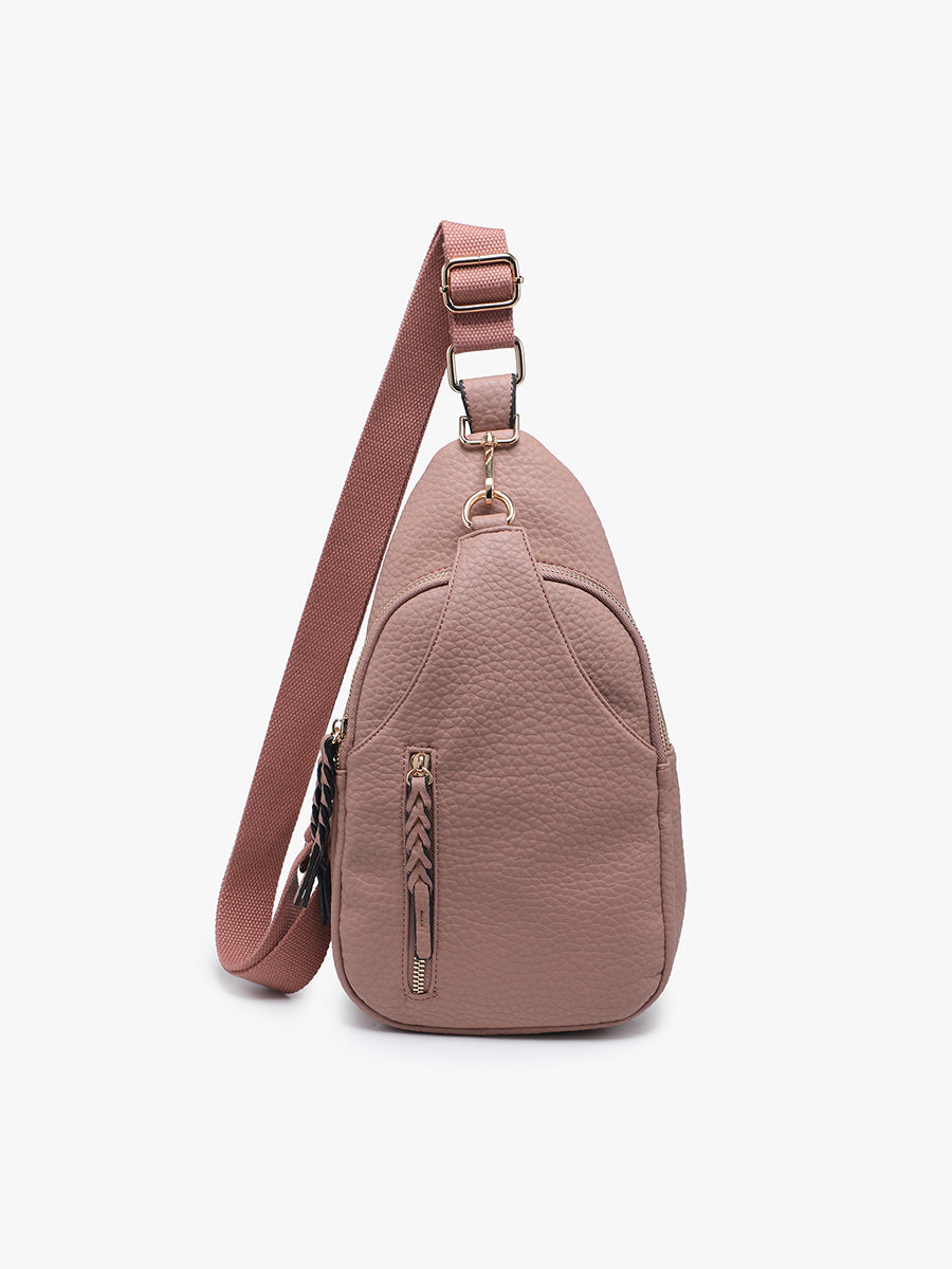 Nikki Vegan Sling Pack Bag Dusty Rosewood - Jen & Co. vegan handbag