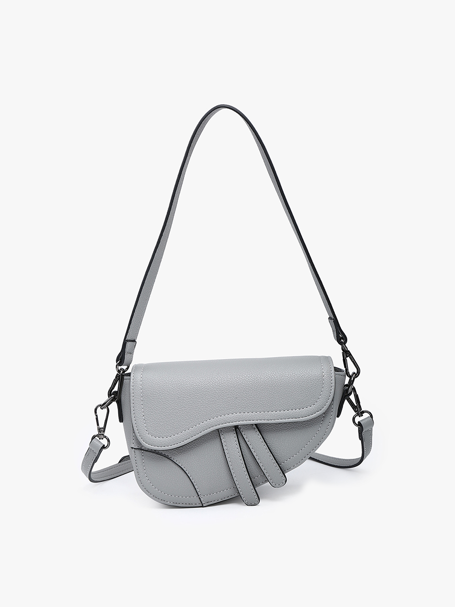 Marisol Vegan Asymmetrical Saddle Bag Grey - Jen & Co. vegan handbag