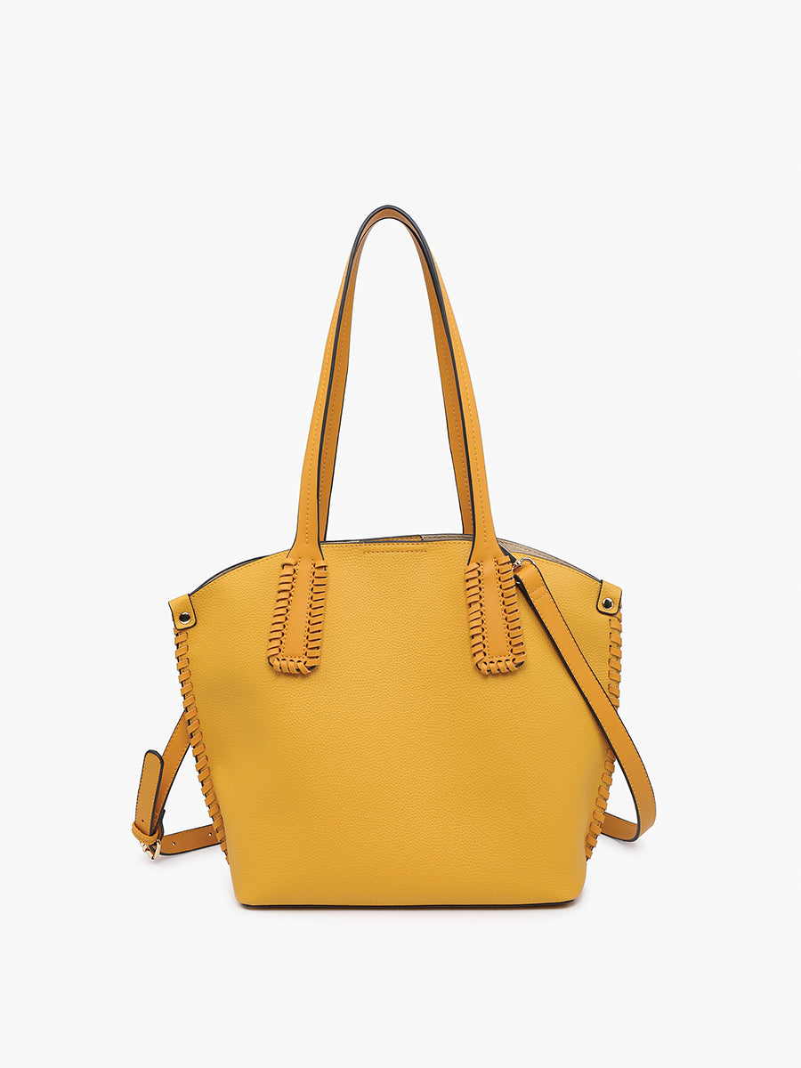 Micah Vegan Whipstitch Tote Mustard - Jen & Co. vegan handbag