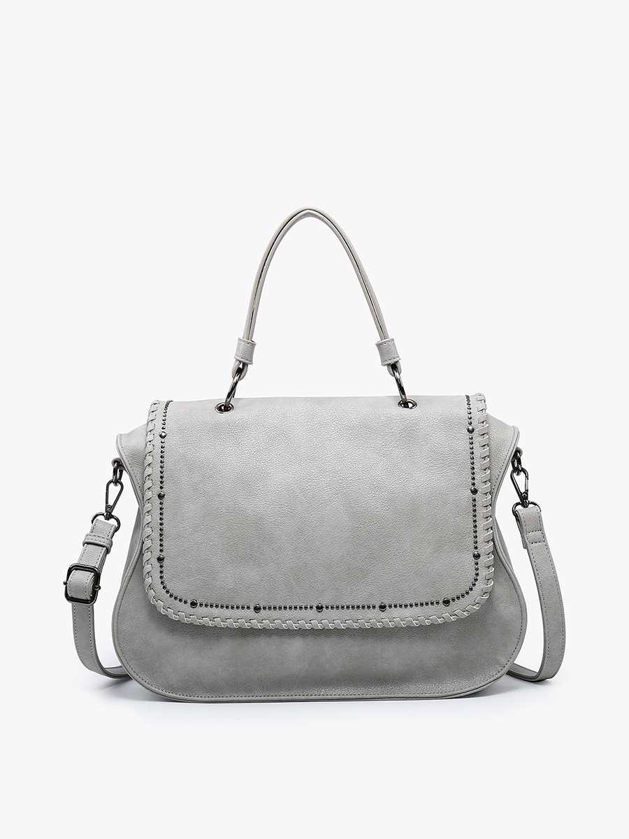 Cricket Vegan Studded Hobo/Tote Grey - Jen & Co. vegan handbag