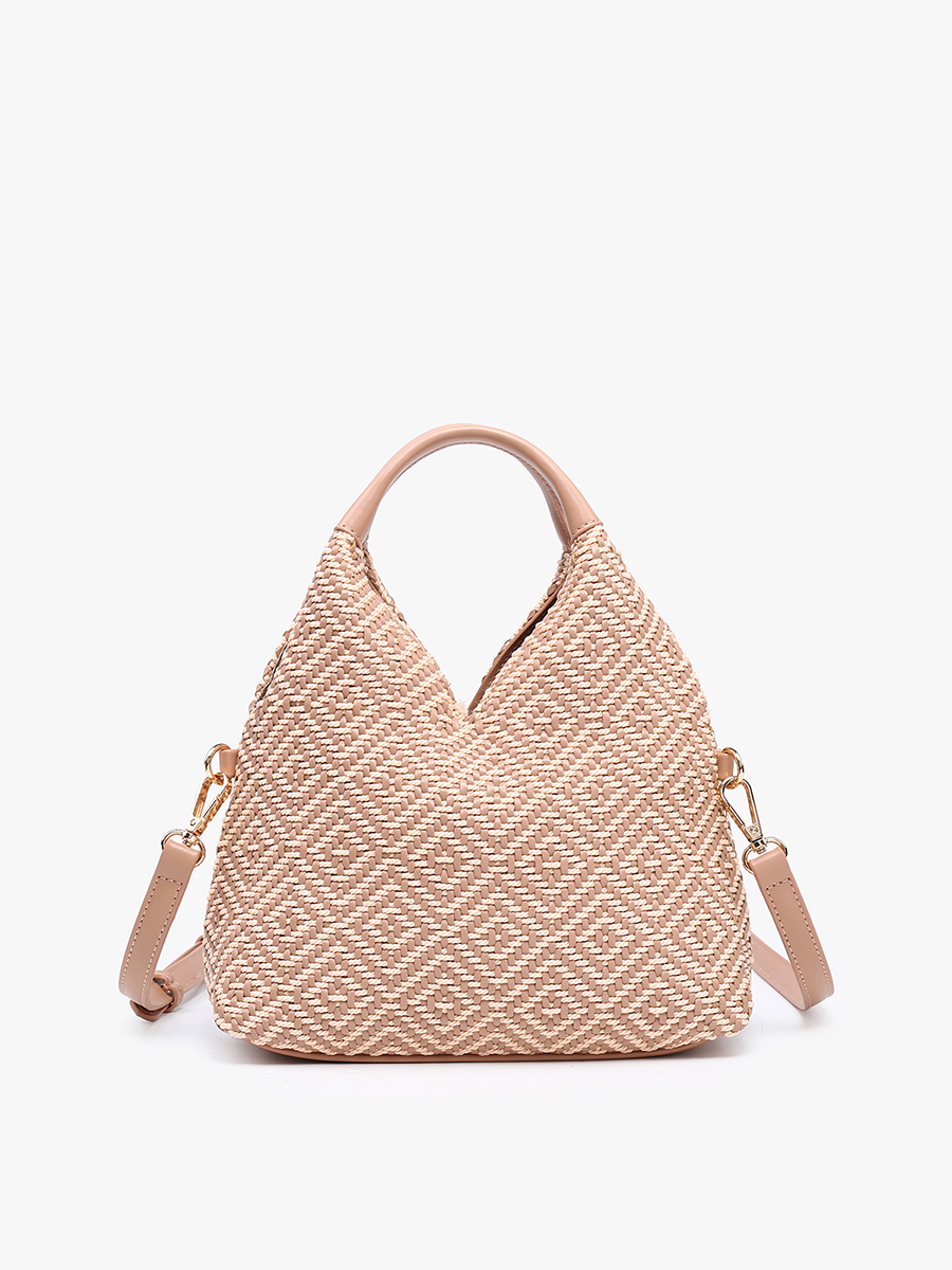 Cecily Vegan Diamond Woven Hobo Mauve - Jen & Co. vegan handbag