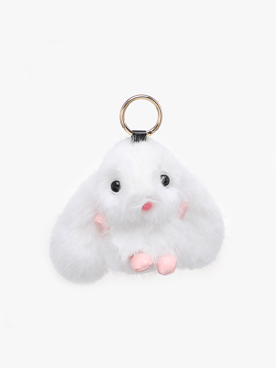 Fur Bag Charm Bunny White - Jen & Co. vegan handbag