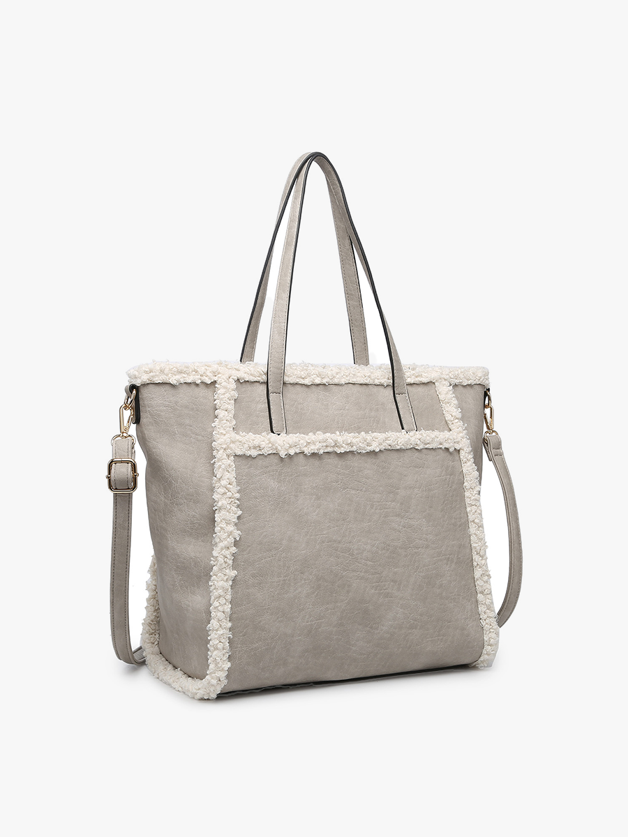 Lulu Vegan Sherpa Trim Tote