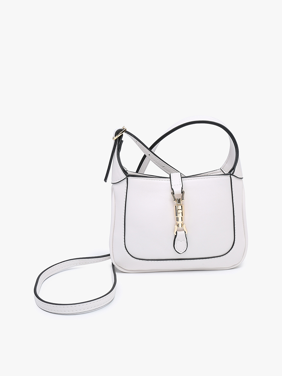 Stelliana Vegan Metal Lock Crossbody Off White - Jen & Co. vegan handbag