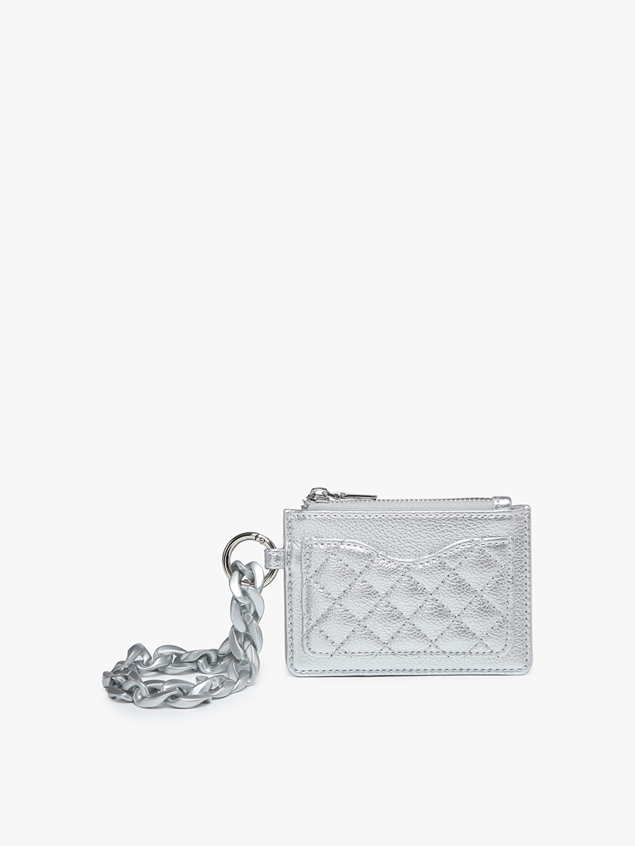 Rhodes Vegan Quilted Bangle in Silver - Jen & Co. vegan handbag