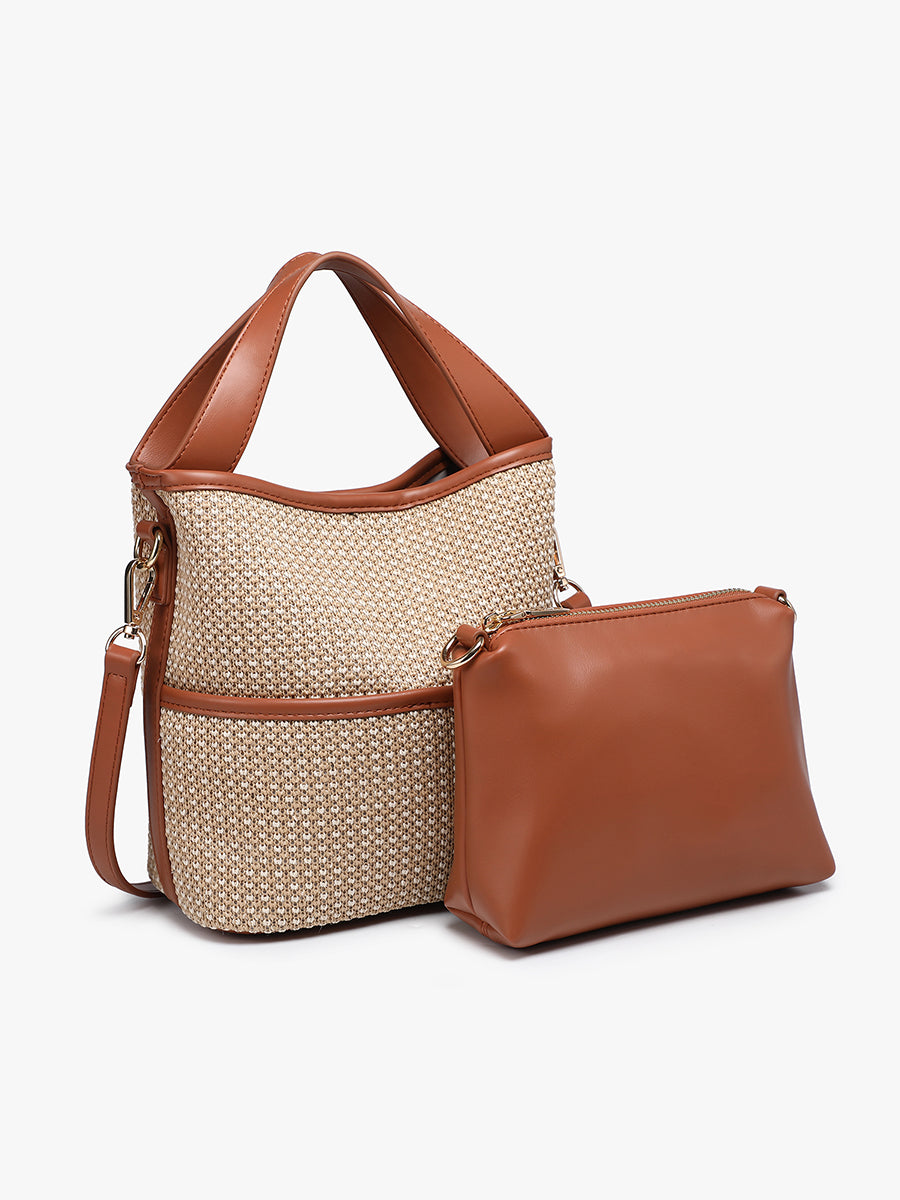 Blakely Vegan Straw Bucket Bag