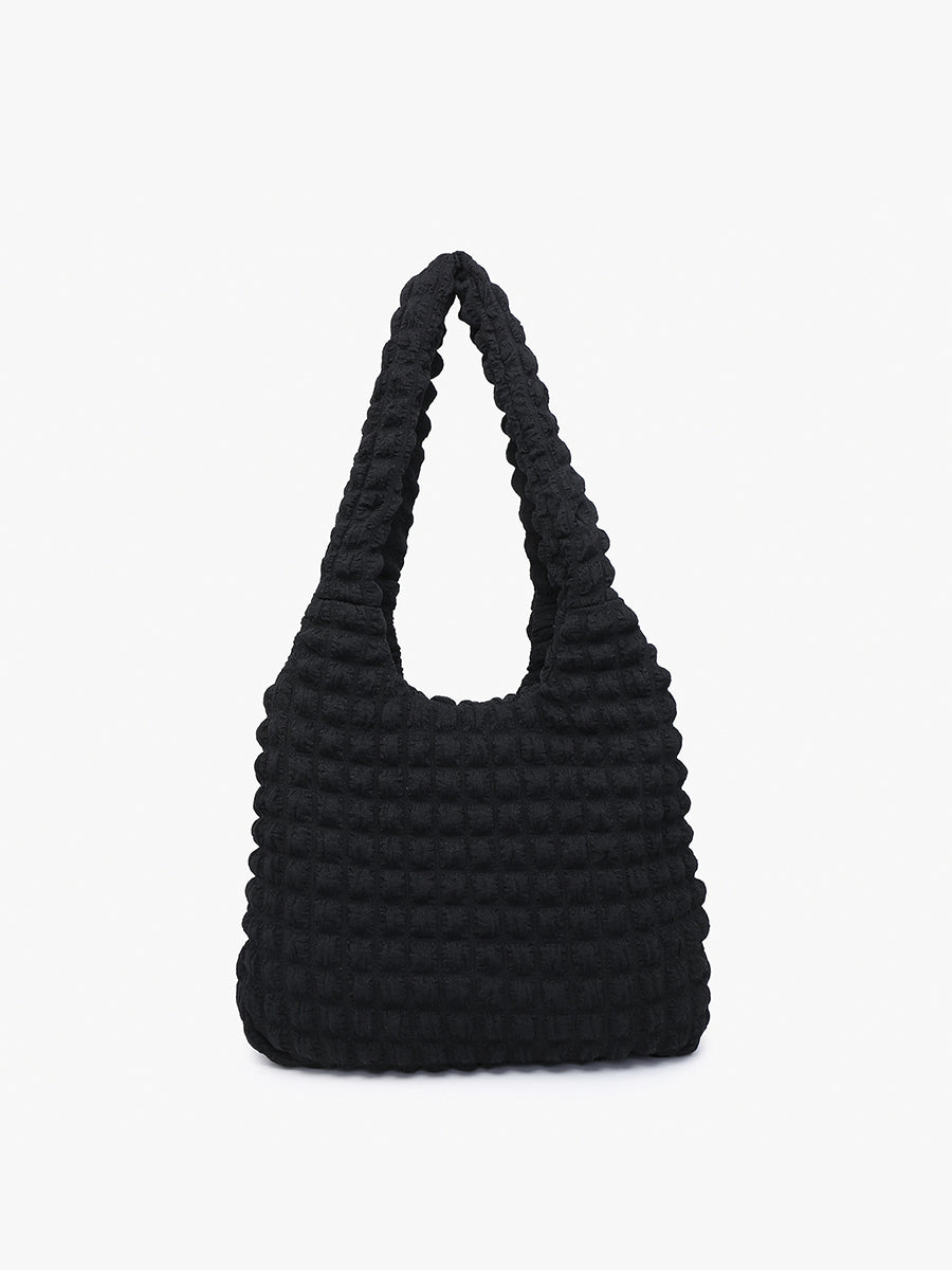 Georgia Quilted Nylon Hobo Black - Jen & Co. vegan handbag