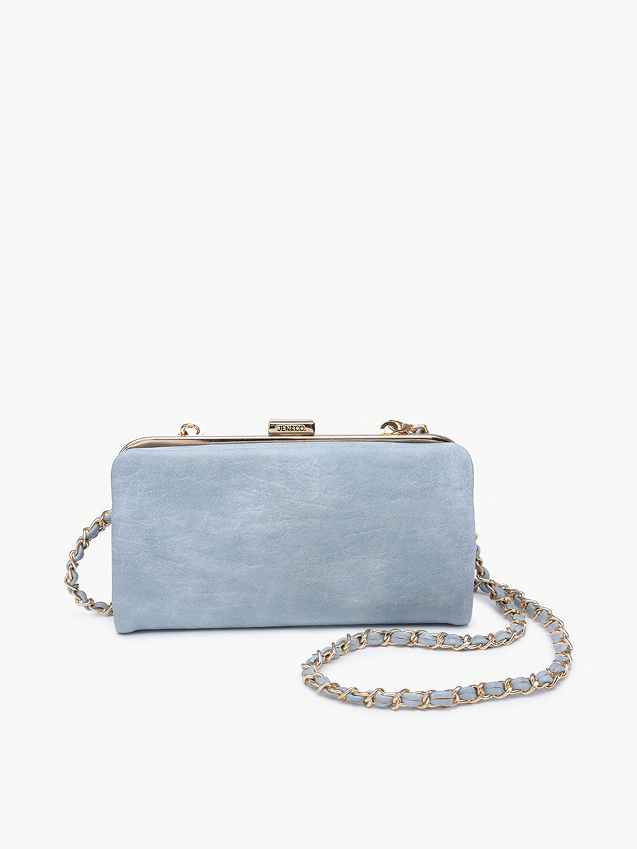 Sue Vegan Wallet Pouch in Blue - Jen & Co. vegan handbag