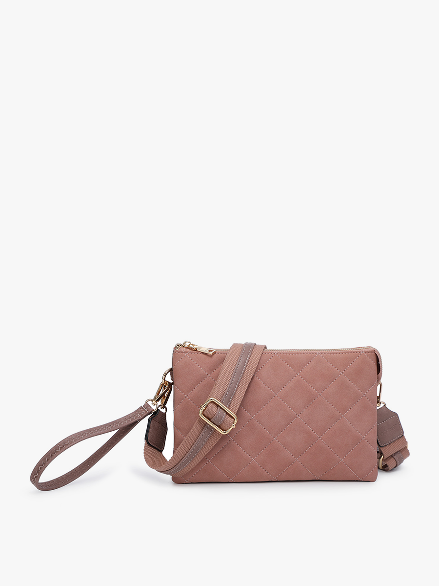 Izzy Vegan Quilted Crossbody Mauve - Jen & Co. vegan handbag