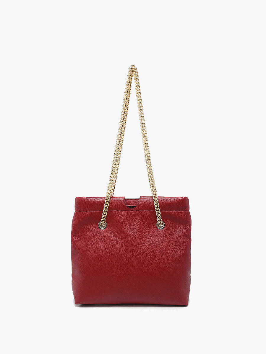 Casey Vegan Snap Hinge Satchel Red - Jen & Co. vegan handbag