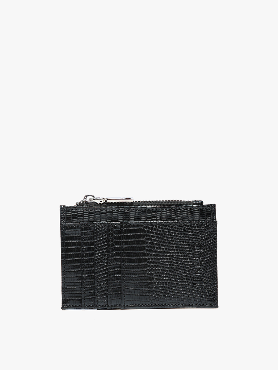 Sia Vegan Lizard Wallet in Black - Jen & Co. vegan handbag
