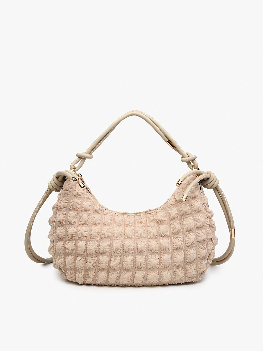Nelly Quilted Nylon Shoulder Bag Taupe - Jen & Co. vegan handbag
