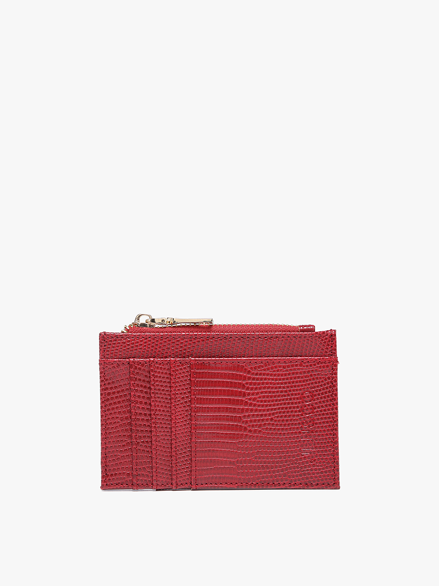 Sia Vegan Lizard Wallet in Wine - Jen & Co. vegan handbag