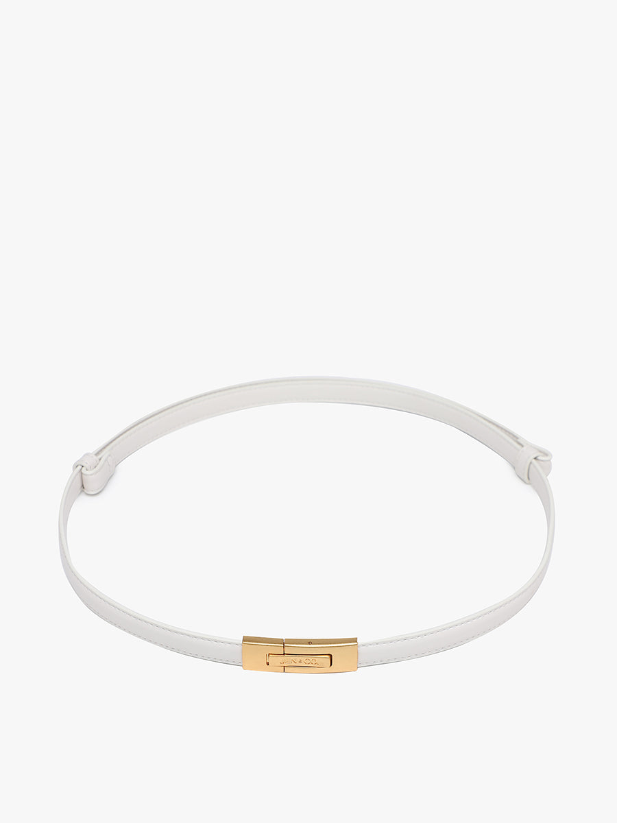 Vegan Leather Adjustable Belt Off White - Jen & Co. vegan handbag