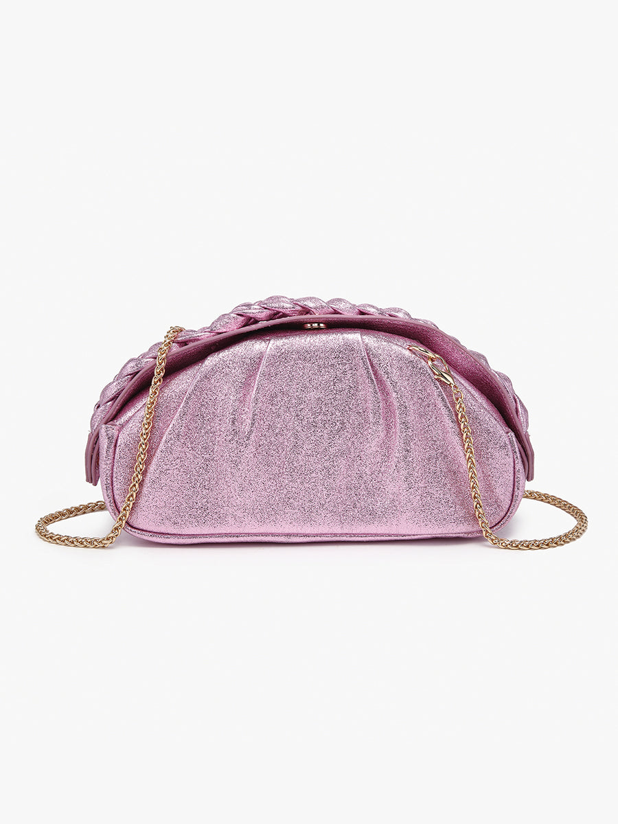 Madrigal Vegan Metallic Clutch Pink - Jen & Co. vegan handbag