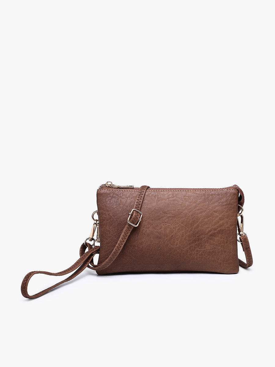 Riley Vegan Crossbody in Walnut - Jen & Co. vegan handbag