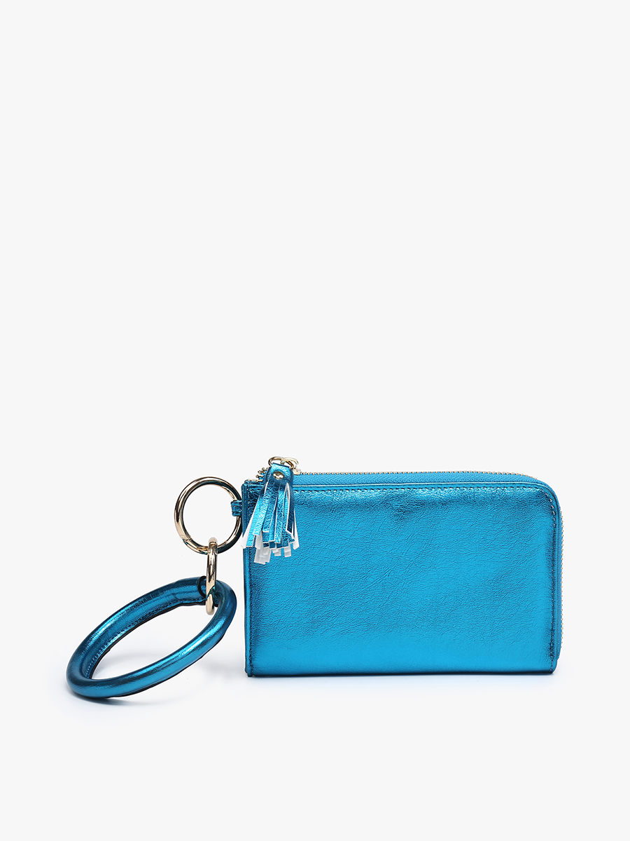Liv Vegan Bangle Wristlet Aqua Lake - Jen & Co. vegan handbag