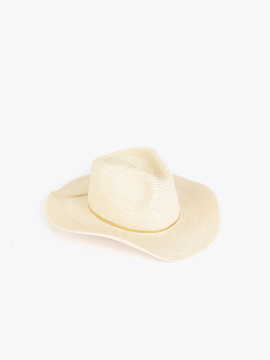 Toryn Metallic Trim Straw Hat Natural - Jen & Co. vegan handbag