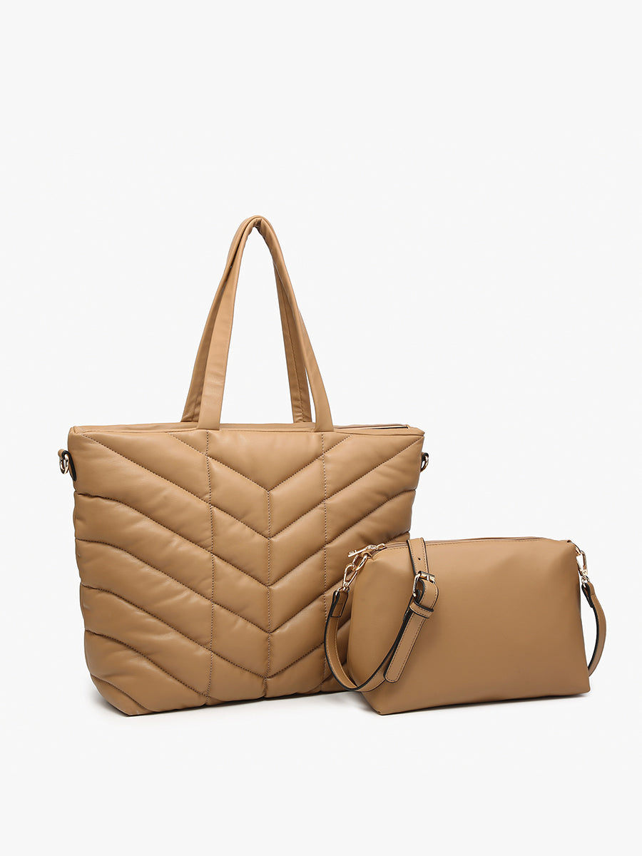 Brinley Vegan Quilted Chevron Tote