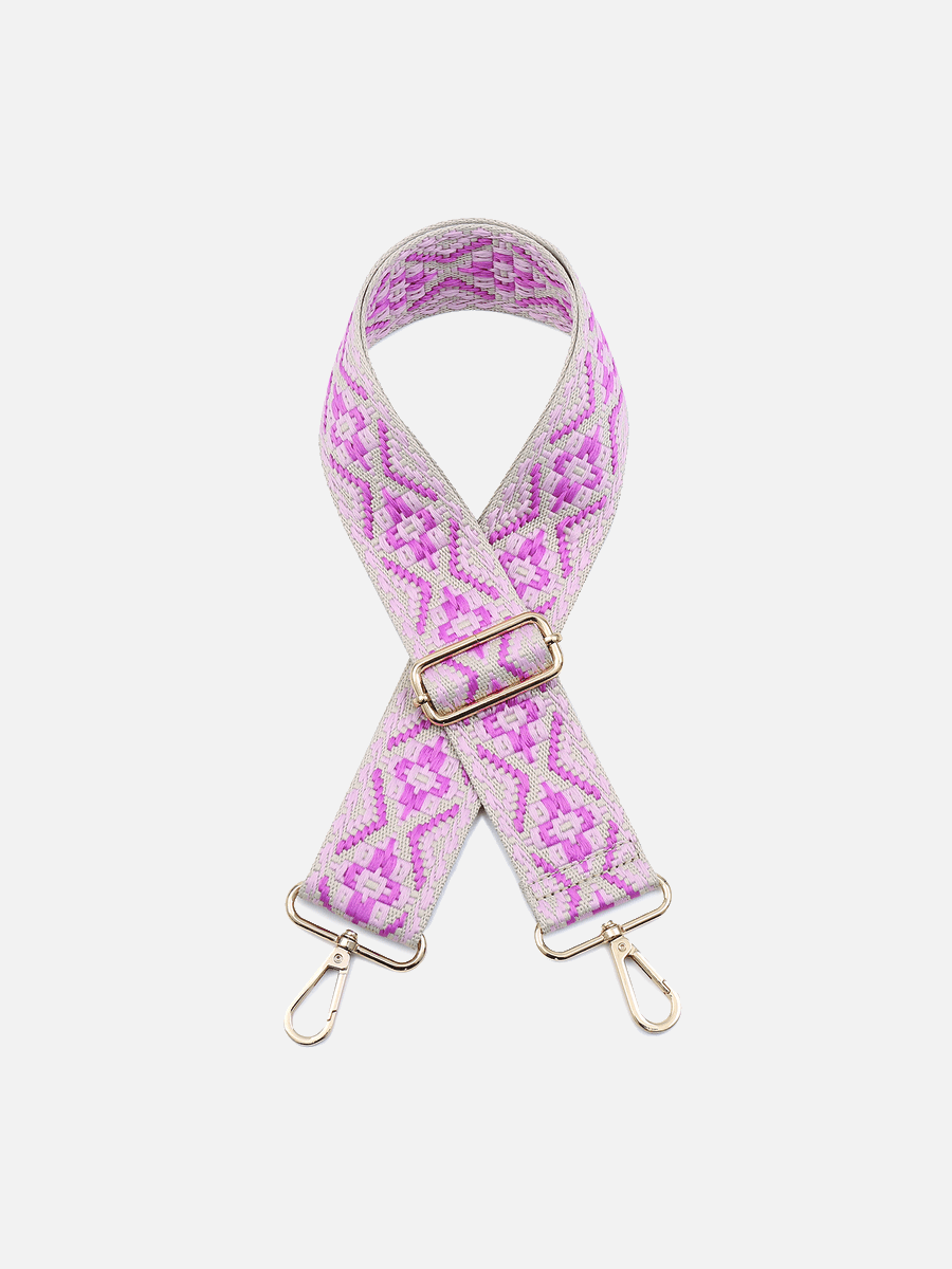 Tribal Guitar Strap Purple Pink - Jen & Co. vegan handbag