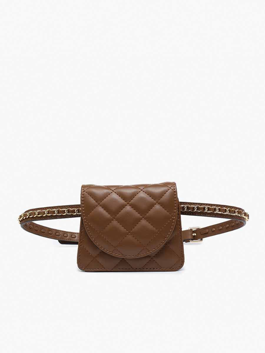 Annalee Quilted Mini Bag in Brown - Jen & Co. vegan handbag