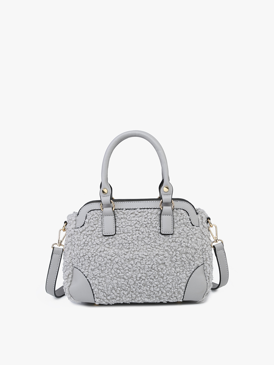 Mckay Vegan Sherpa Satchel in Grey - Jen & Co. vegan handbag