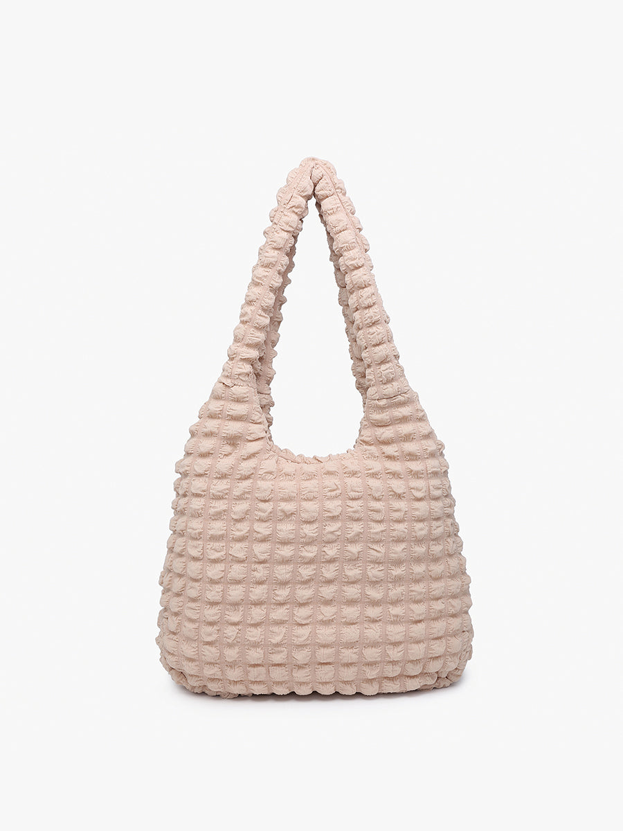 Georgia Quilted Nylon Hobo Taupe - Jen & Co. vegan handbag