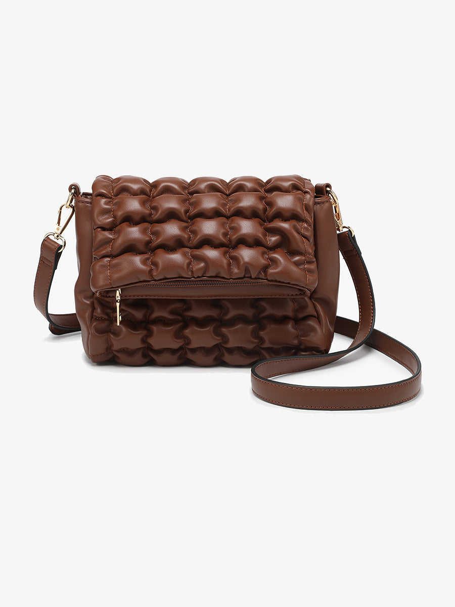 Naomi Vegan Quilted Crossbody Chocolate - Jen & Co. vegan handbag