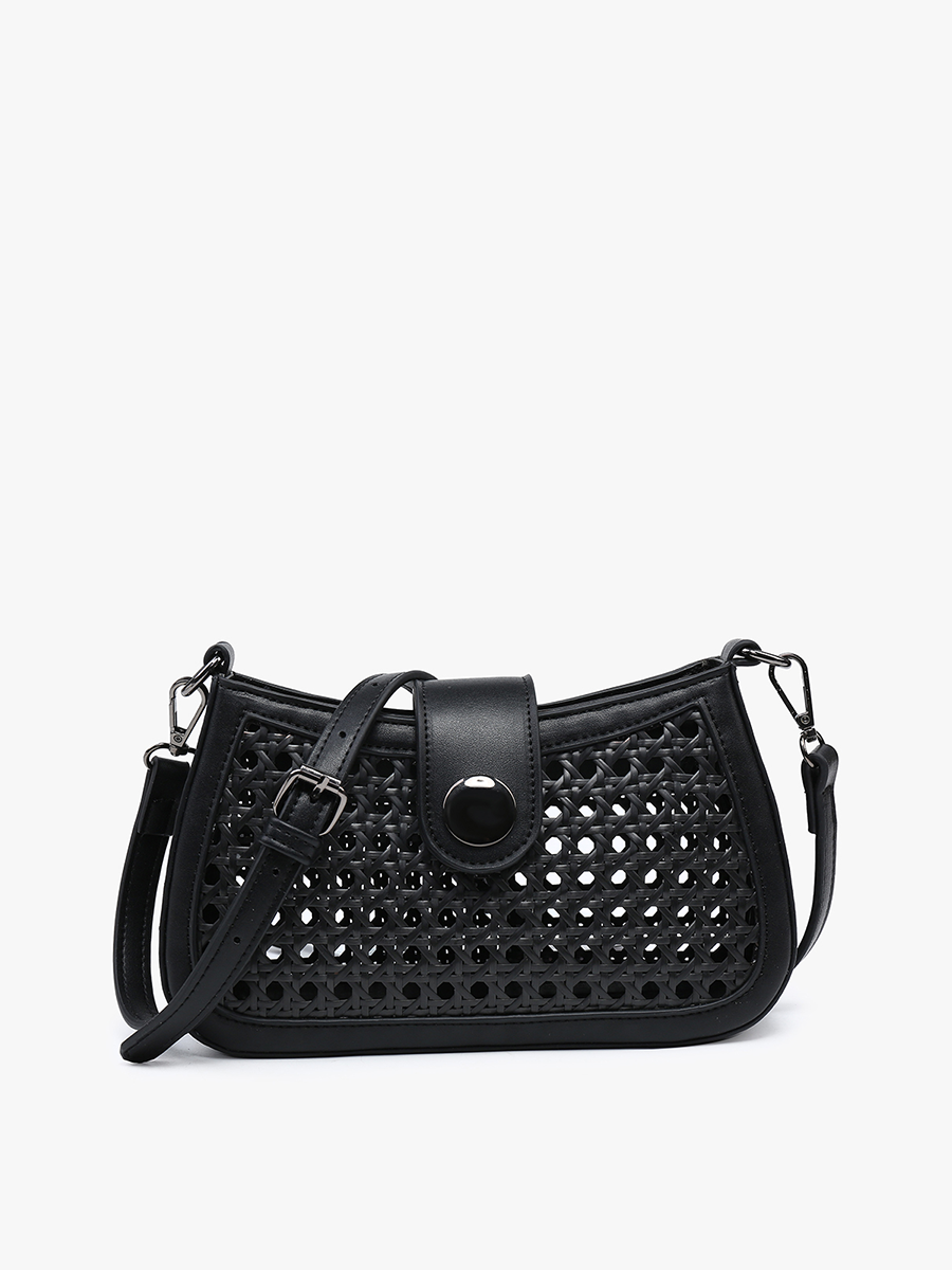 Miller Vegan Rattan Crossbody Black - Jen & Co. vegan handbag