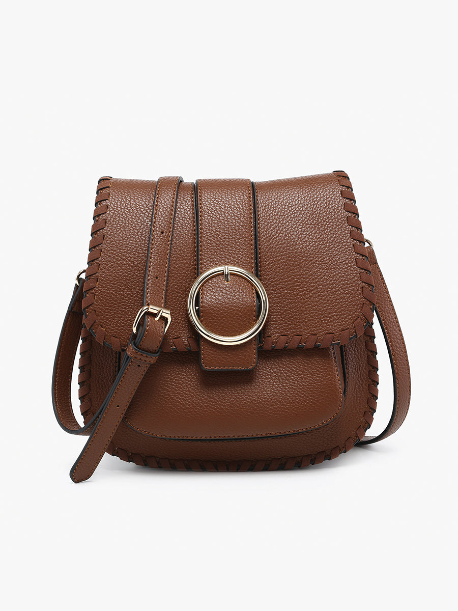 Sandra Vegan Buckle Crossbody Brown - Jen & Co. vegan handbag