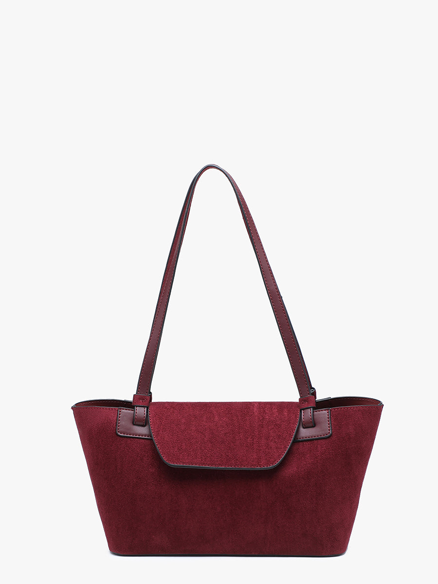 Reese Vegan Suede Shoulder Bag Wine - Jen & Co. vegan handbag