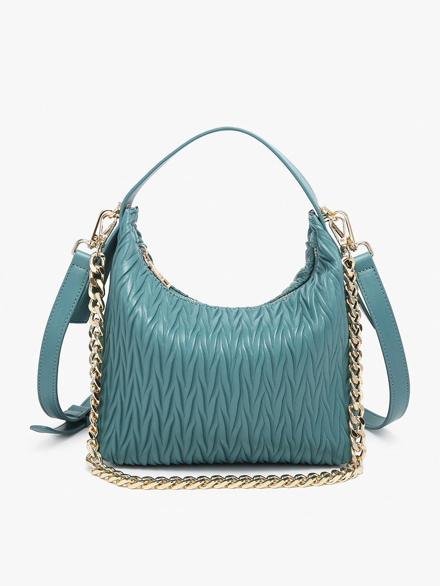 Brenna Vegan Patterned Shoulder Bag in Ocean Blue - Jen & Co. vegan handbag