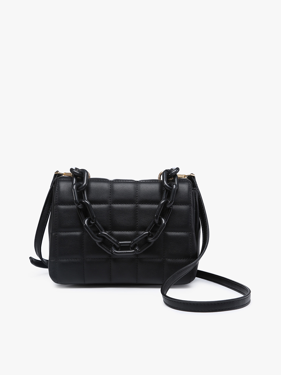 Hayden Vegan Quilted Chain Crossbody Black - Jen & Co. vegan handbag