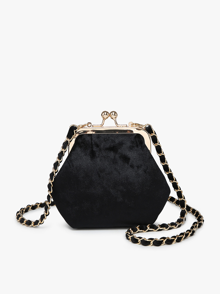 Cleo Velvet Coin Pouch in Black - Jen & Co. vegan handbag