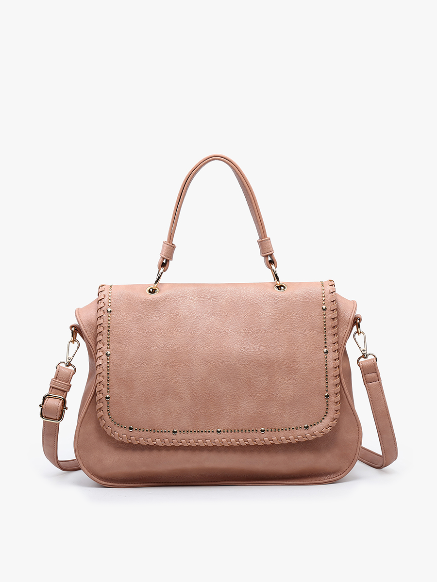 Cricket Vegan Studded Hobo/Tote Mauve - Jen & Co. vegan handbag