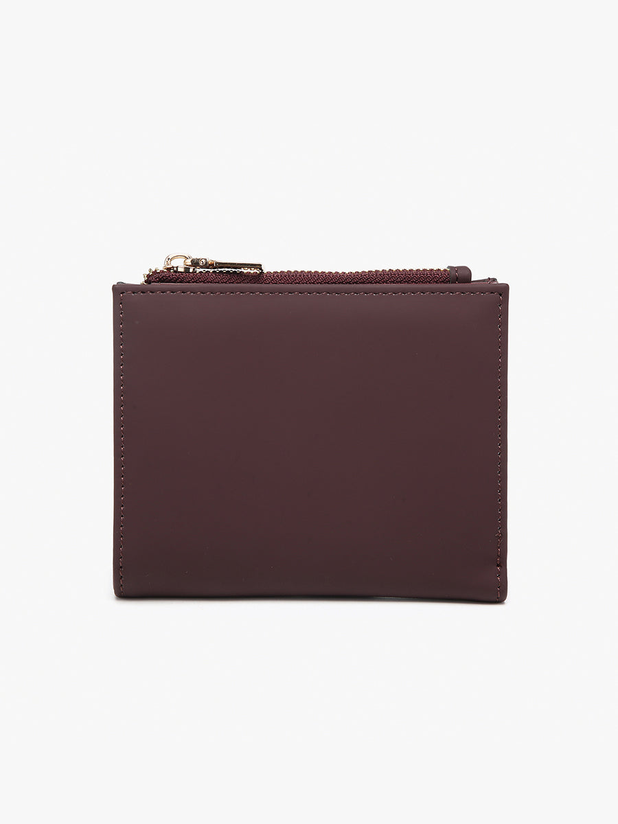 Alannah Vegan Bifold Wallet in Dark Plum - Jen & Co. vegan handbag