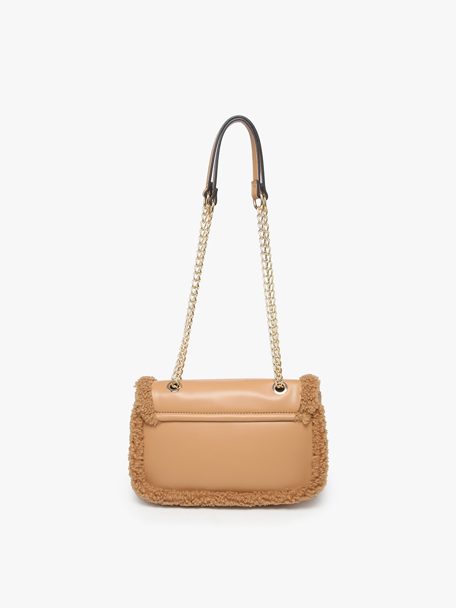 Coco Vegan Sherpa Trim Crossbody in - Jen & Co. vegan handbag